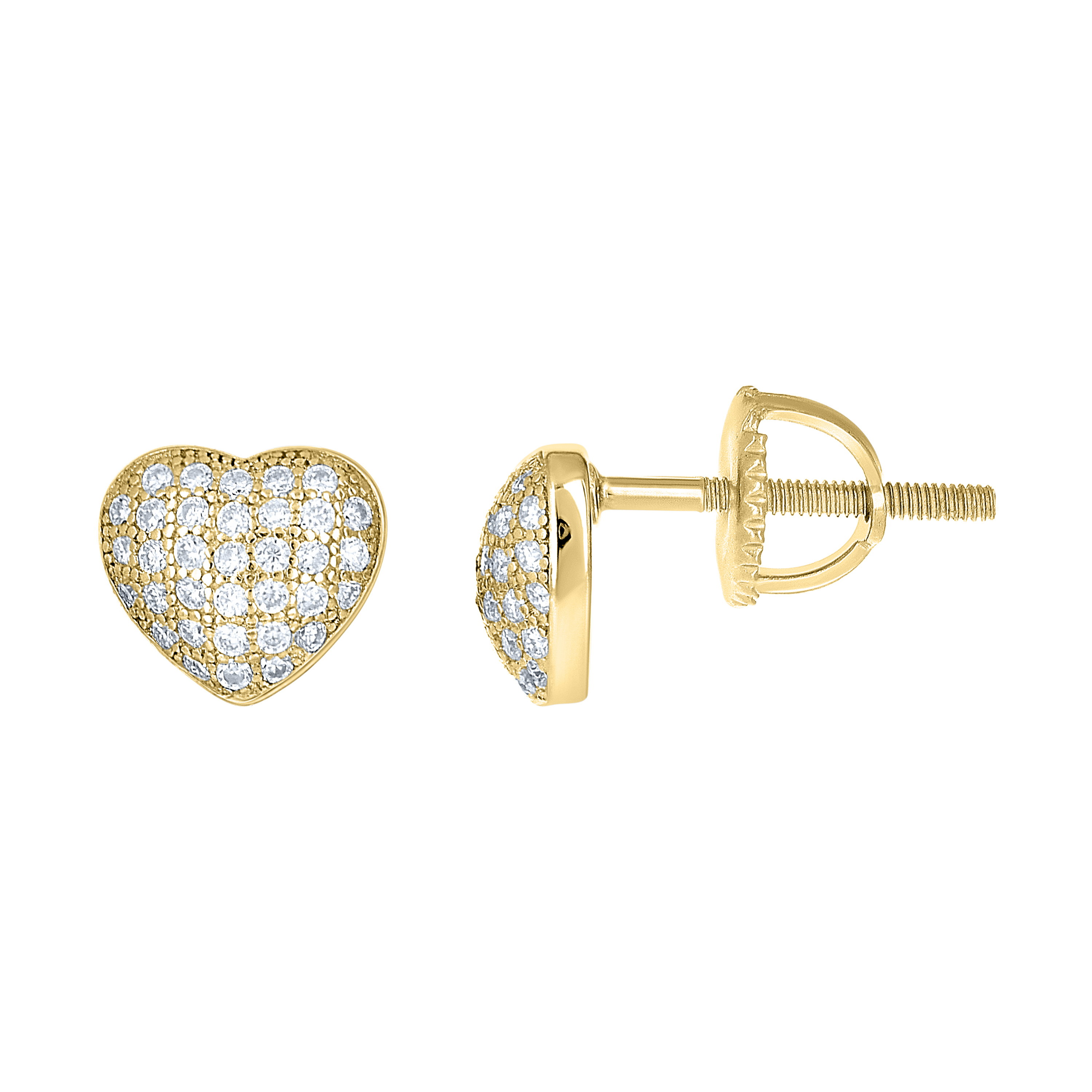925 Sterling Silver Yellow-Tone Rnd 0.42ct Moissanite Heart Stud Earrings